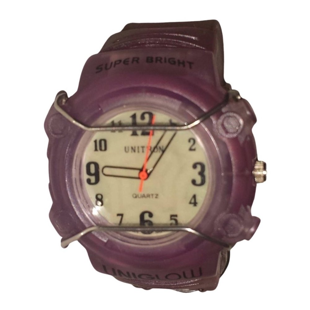 Vintage 90s Unitron UNIGLOW Quartz Plastic Light-Up Wrist Watch from Claire's